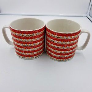 Two Andy Warhol Campbell’s 100 Cans Tomato Soup Mugs Block Pop Art
